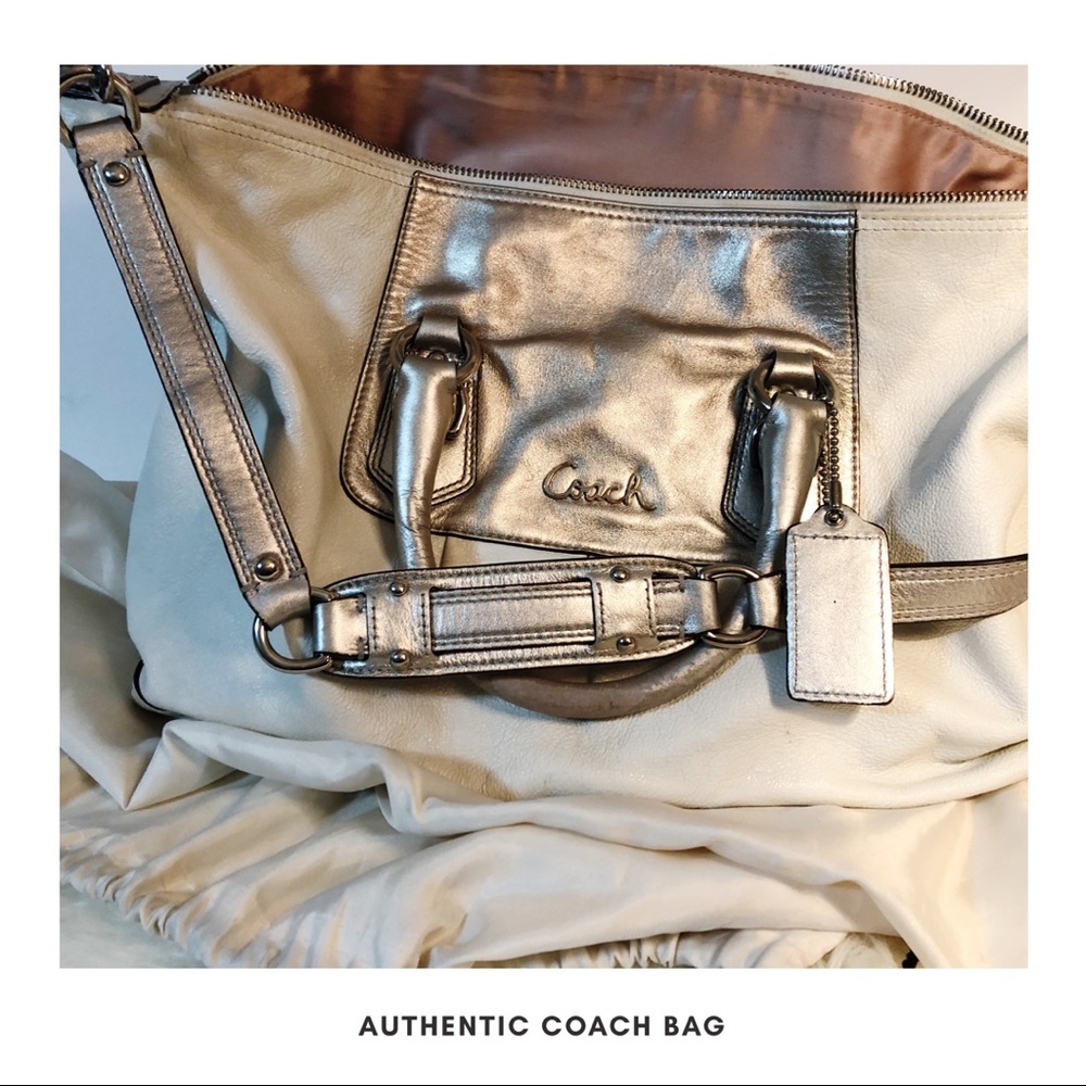 Authentic Coach Off White Leather w/Blush Pink